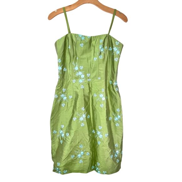 Nanette Lepore Dresses & Skirts - Vintage Y2K 90s Nanette Lepore Silk Mini Dress Sz 8 Corset Green Garden Fairy
